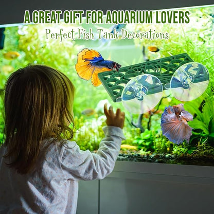 Abizoo Betta Fish Tunnel Hideout and Hammock Bed for Fish Aquarium Decoration, African Dwarf Frog Tank Accessories Hollow Design Habitat Cave for Betta Shrimp Guppies Neon Tetras Zebra Danios Snails
