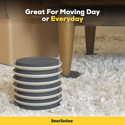 Furniture Sliders for Carpet - 16 Pack - 3.5" Round | 8295 Coasters for Heavy Furniture - Protect Your Carpeted Floors