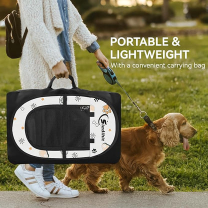 Siedihit Dog Playpen, Medium Dogs Tent Crates Cage Indoor/Outdoor | Portable Pop Up Dog Kennel Playpen with Carrying Case for Dogs/Cats/Rabbits(Cute, Medium)