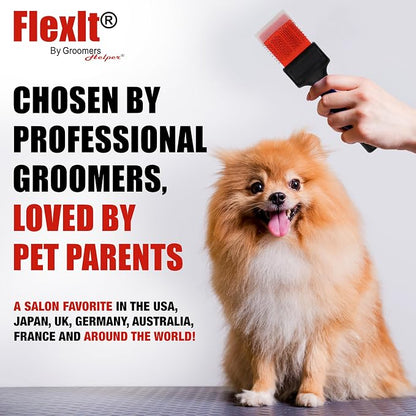 FlexIt Home - Flexible Slicker Brush for Dogs (Double, Firm Flex) | Dog Grooming Brush for Poodles, Golden Doodles, Huskies, Retrievers, and Labradoodles | 3-in-1 System & Video Trainings