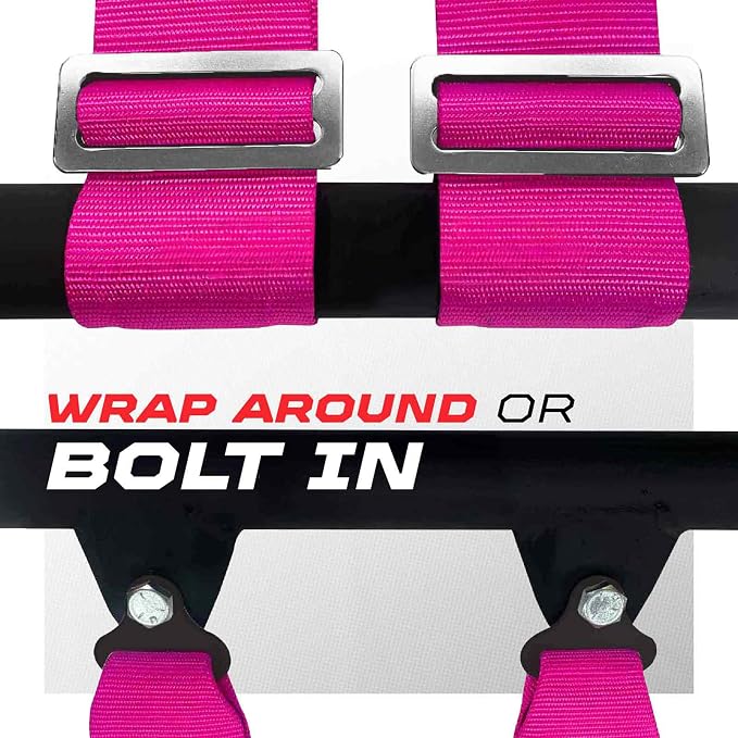 1pc Pink 5 Point Harness for Bucket Seat, Latch Release, 9 Color Options, Racing Harness 5 point, Race Car, UTV, RZR [6001A2]