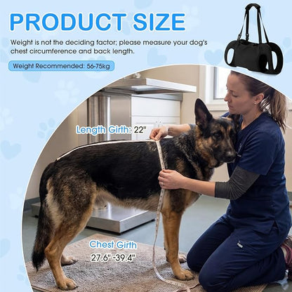 Shinylin Dog Carry Sling Emergency Backpack Pet Legs Support and Rehabilitation Dog Lift Harness Adjustable Lifting Straps Carrier for Senior Dogs Joint Injuries, Arthritis, Hiking, Skiing, Black(XL)
