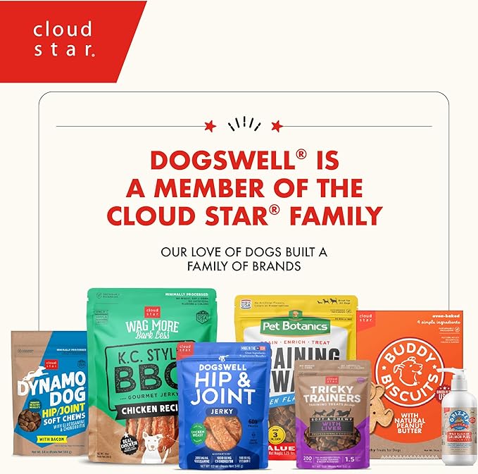 DOGSWELL Hip & Joint Dog Treats 100% Meaty, Grain Free, Glucosamine Chondroitin & Omega 3, Chicken Soft Strips 20 oz