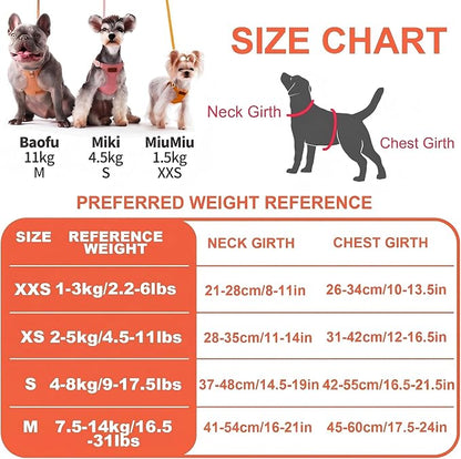 Puppytie Small Dog Harness with Multifunction Dog Leash,Lightweight Soft Adjustable No Choke Escape Proof Pet Harness Vest Pet Harness Vest,Orange,S