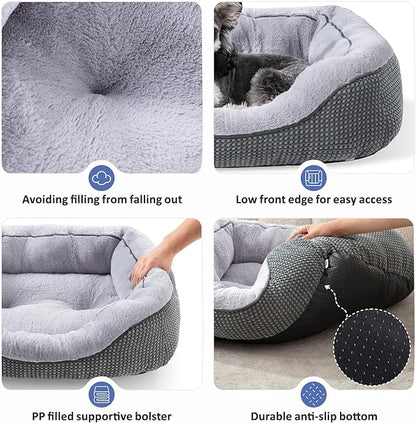 Small Dog Bed for Small Dogs, Cat Beds for Indoor Cats Washable, Orthopedic Dog Bed, Warming Soft Calming Sleeping Puppy Bed Durable Pet Bed with Anti-Slip Bottom S(20"x19"x6")