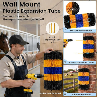 17" x 7.9" Livestock Scratching Brush for Horse, Wall-Mount Grooming and Massage Scratch Brushes for Cow Donkey Goats Horse Sheep, with 8 Screws for Back Itch Relief & Keep Cleaning (1Pcs)