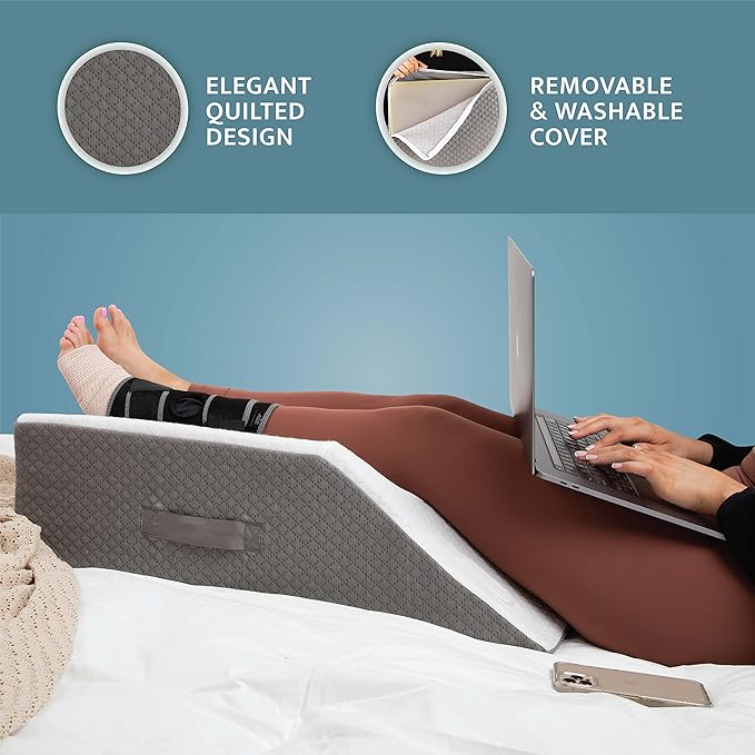 Kolbs Double Leg Elevation Pillow | Post Surgery Leg Pillow | Stylish Chic Jacquard Cover