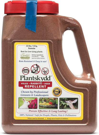 Plantskydd Animal Repellent - Repels Deer, Rabbits, Elk, Moose, Hares, Voles, Squirrels, Chipmunks and Other Herbivores; 3.5 LB Granular Shaker Jug (PS-VRD-3)