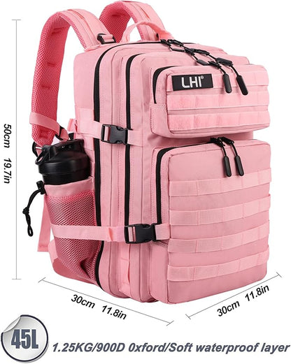 LHI Military Tactical Backpack for Men and Women 45L Army 3 Days Assault Pack Bag Large Rucksack with Molle System