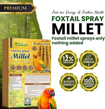 Danodia's Zoolulu Foxtail Spray Millet for Birds 300 g (0.66 lb/ 10.6oz) | All-Natural Sun-Dried Non-GMO Treats | Parakeets, Budgies, Finches, Canaries, Cockatiels & Lovebirds
