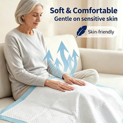 30"x36" Bed Pads Disposable Adult 7-Layer Extra Large 100 Count | Overnight Protection for Incontinence, Super Absorbent Underpads, Quick-Dry, Skin-Friendly, Pee Pads for Dogs, Elderly, Baby
