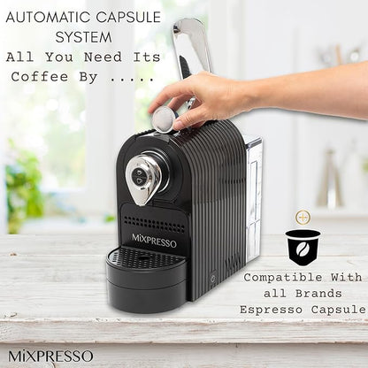 Mixpresso Black Espresso Coffee Machine – Compact 1400W Single Serve Coffee