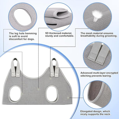 Kkiimatt Dog Grooming Hammock Harness,XXX-Large Silver Grey Grooming Sling for Giant Dogs,Dog Hanger Holder Restraint for Nail Trimming, Hanging Harness Hammock for Nail Clipping