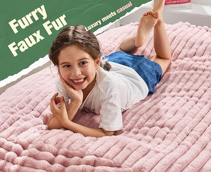 Hobestluk 5FT Bean Bag Chairs Adult Bean Bag with Portable Handle Comfy Large Bean Bag Lounge Chair with Removable Cover for Living Room Bedroom (Stripe Pink, 5FT)
