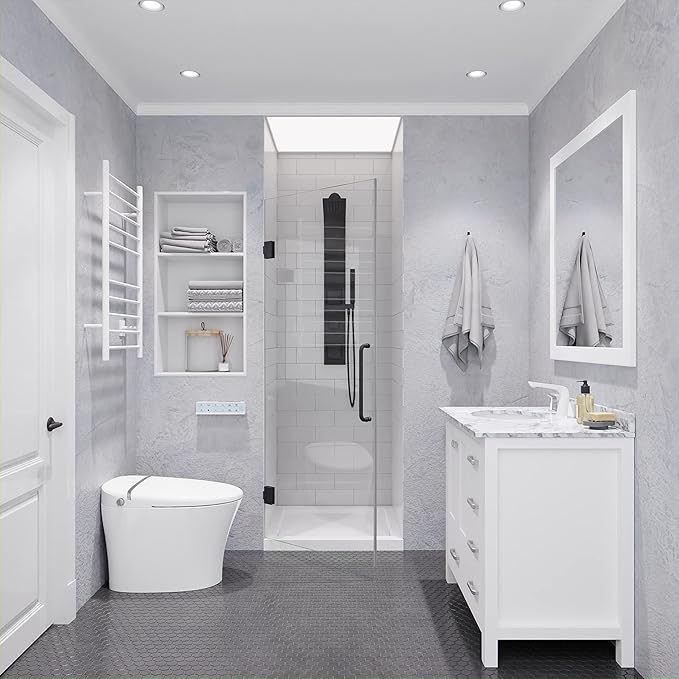ANZZI 72" x 30" Frameless Shower Door in Gun Metal Black, Passion Water