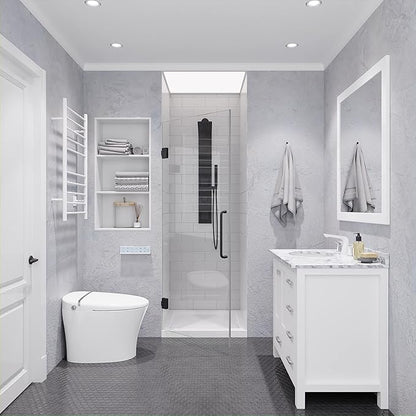 ANZZI 72" x 30" Frameless Shower Door in Gun Metal Black, Passion Water
