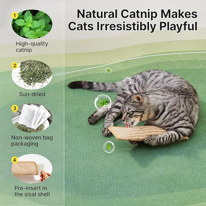 Potaroma Cat Toys Pack of 2 with 6000mg A+ Organic Catnip, Soft Sisal Material Indoor Kitten Scratching and Kicker Toys, Drives Bored Cats Crazy with Fun Interactive Chew