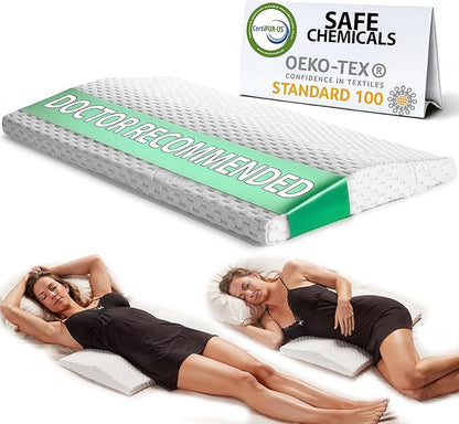 ComfiLife Lumbar Support Pillow for Sleeping Memory Foam Pillow for Back Pain Relief - Side, Back and Stomach Sleepers- Triangle Wedge Pillow - Bed Rest Pillow - Medium-Soft (White, Standard)