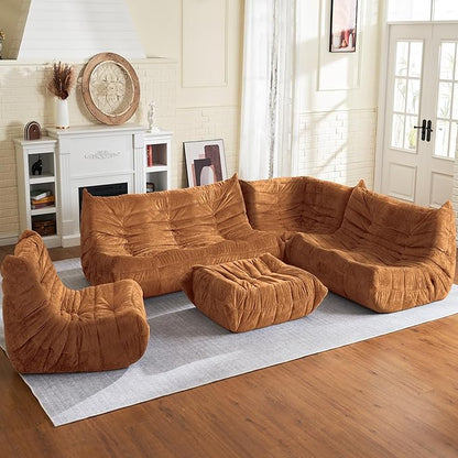 HABUTWAY Bean Bag Chair, Giant Bean Bag Chairs for Adults, Bean Bag Sofa with Filler Faux Fur, Memory Foam Bean Bag Couches Fireside Lazy Sofa for Living Room, Bedroom, Office (Brown)