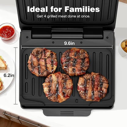2-Serving Electric Grill and Panini Press, Tough Non-Stick Coating, Drip Tray