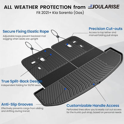 Cargo Mat with Backrest Mats 2-in-1 for 2021-2024 2025 2026 Kia Sorento 6/7 Seats Car Mat Accessories, All Weather TPE Interior Trunk Cargo Liner(Cargo Mat with Backrest Mats)