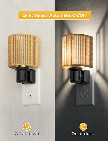 L LOHAS LED Night Lights Plug into Wall, Boho Night Light, Decorative Bohemian Night Lights, Dimmable 0-100LM, Daylight White, Light Sensor, Vintage NightLight Farmhouse for Bedroom Bathroom, 1 Pack