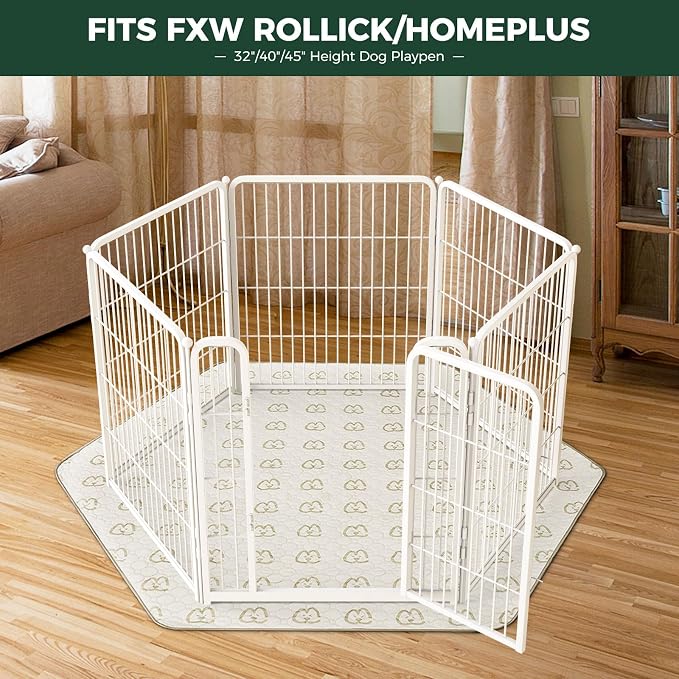 FXW Washable Pee Pads for Dogs, Super Absorbent, 35" Hexagon, 2 Packs | Machine washable, Non-slip backing, Fits 32"/40"/45"H 6-Panel FXW Rollick/Homeplus Playpens