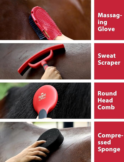 11-Piece Horse Grooming Kit with Waterproof Tote Shadowberry | 10 coordinated horse grooming tools with comfort-grip designs and a spacious waterproof tote for complete horse grooming
