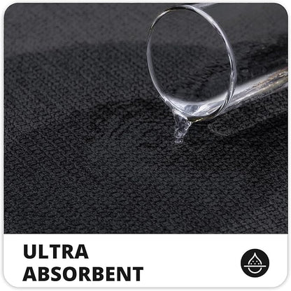Bosap Toilet Rugs U Shaped Bathroom Rug,Machine Washable Non Slip Quick Dry Super Absorbent Ultra Thin Toilet Mats for Bathroom Toilet.Black,1'8"x2'(20x24inch)