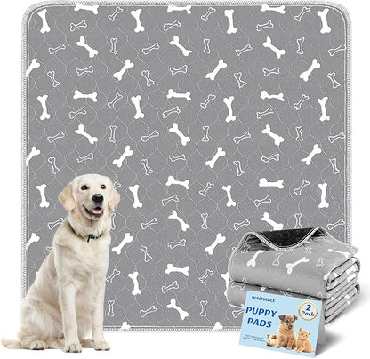 Washable Pee Pad for Dogs, 2 Pack Large Reusable Puppy Pads, 48"x48" | Super Absorbent, Waterproof & Leakproof, Non-Slip Bottom, Machine Washable, For Floors, Beds, Couches, Crates, Carpets, Cars