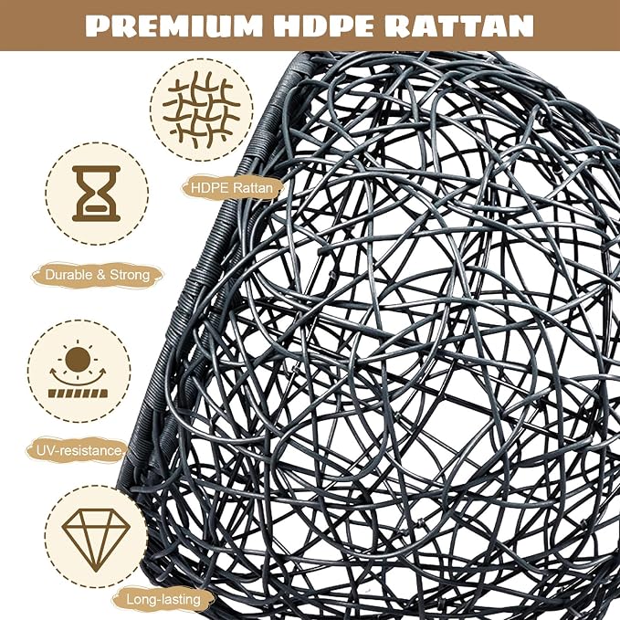 Hanging Cat Swing Bed with Stand, Rattan Egg Chair for Cats | Rattan Egg Chair Design, Soft Cushion, Stable Stand, Cozy Swinging Resting Spot For Cats And Small Dogs