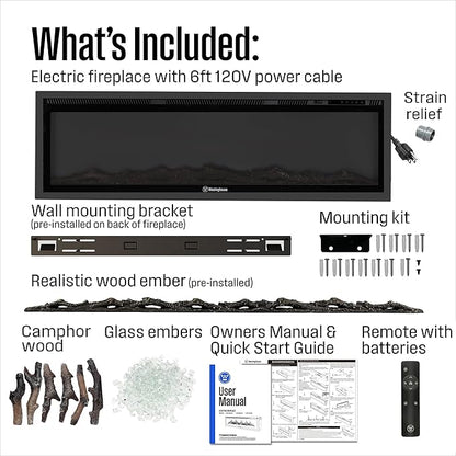 Westinghouse 60 Inch Electric Fireplace Heater, Compatible