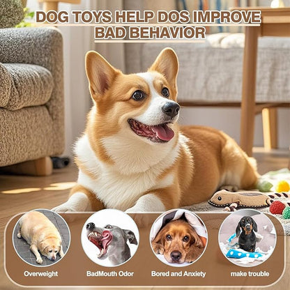 Tough Durable Squeaky Dog Toys for Aggressive chewers Interactive to Keep Them Busy, Funny Plush Dogs Toy for Small Medium Large (New Frog)