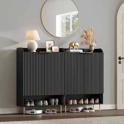 SICOTAS Shoe Cabinet with Fluted Doors