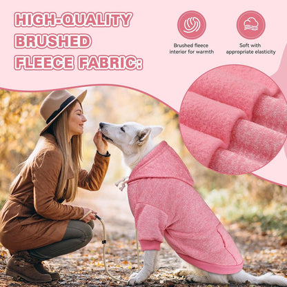 Dog Sweaters for Small Dogs Dog Hoodie Fleece Soft Pet Clothes Sweatshirt with Pocket Pet Hoodie for Small Dogs Puppy Sweater(Pink&XS)