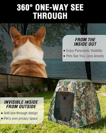 Portable Assembly-Free Dog Tent, Ventilation Outdoor Indoor Dog House, Sunshade Camping Pet Tent for Dogs with Non-Slip Cushion, Foldable Dog Tent with Zipper Door Up to 35LB