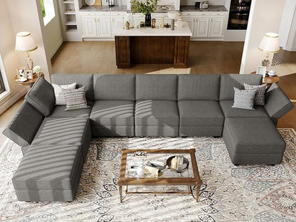 Belffin Modular Sectional Sleeper Sofa Bed Convertible Sectional Couches for Living Room. Light Grey Couch