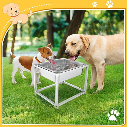 2 Gallons Large Elevated Dog Water Bowl - 11.5''H Durable Stainless Steel Raised Dog Bowl with Stand for Large Dogs, Easy to Clean and Assemble for Indoor Outdoor | 11.5'' H Sturdy Stainless Steel Raised Dog Bowl with Stand for Large Dogs, Easy to Clea...