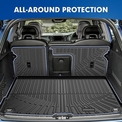 Mixsuper Cargo Liner for Volvo XC60 2018-2024 2025, All Weather Trunk Mat Backrest Mat TPE Back Seat Cover Protector for XC60 Accessories