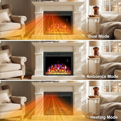23.6 Inch Electric Fireplace Insert, Recessed Electric Fireplace Heater