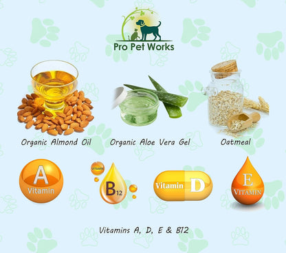 Oatmeal Dog Shampoo & Conditioner 17oz [USA] 5 in 1 Plant-Based Organic Sulfate-Free Soap-Free-Tearless Moisturizer for Dandruff Allergies & Itchy Dry Sensitive Skin-Puppy Grooming [Pro Pet Works]