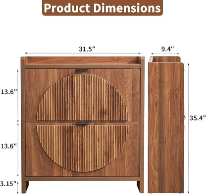 Narrow Shoe Cabinet with 2 Flip Drawers