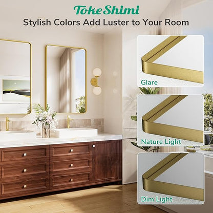 TokeShimi 48x24 Brushed Gold Bathroom Mirror