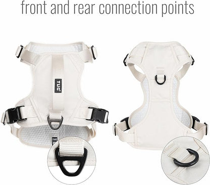 TUG No-Pull Dog Harness, 2 Leash Clips + Padded Handle (Small, Cream) | Water-Resistant Padded Interior | No-Pull Front Clip | Padded Back Handle | Adjustable Straps