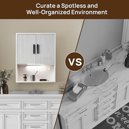 Modern Fluted Bathroom Wall Cabinet