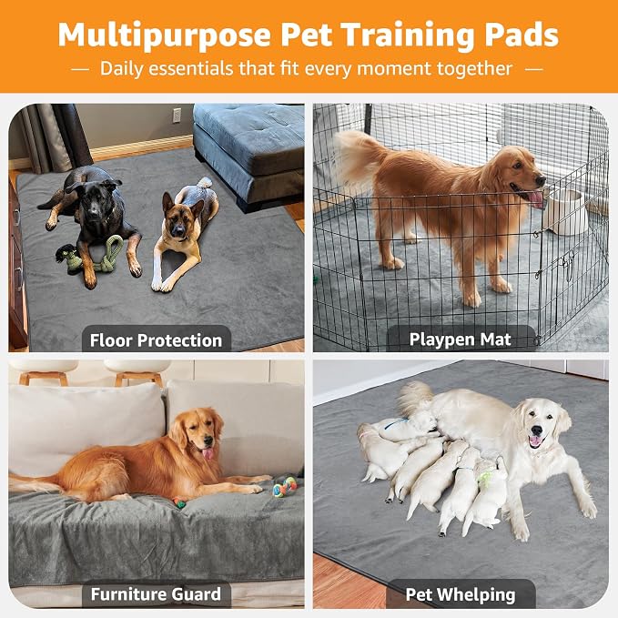 Washable Pee Pads for Dogs, Absorbent Extra Large Dog Mat, Non-Slip, 65x48 | Leakproof Pet Playpen Mat, Reusable Puppy Pads, for Whelping Box, Senior Dog Incontinence, Housebreaking,Floor,Potty Training