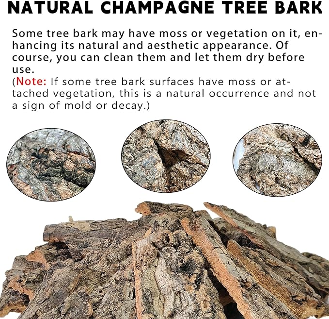 BNOSDM Reptile Terrarium Bark Substrate Bedding Tortoise 3.9-5.9in Natural Cork Bark Reptile Climbing Mat Habitat Decor for Lizard Snake Spiders Hermit Crabs Tarantula Geckos Bearded Dragons (1.4LB)