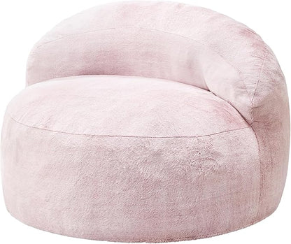 Hobestluk Bean Bag Chair Giant Bean Bag Chairs for Adults Big Bean Bag Chair with Memory Foam Filler Adults Large Beanbag with Faux Fur Cover for Bedroom (Plush Pink,Large)