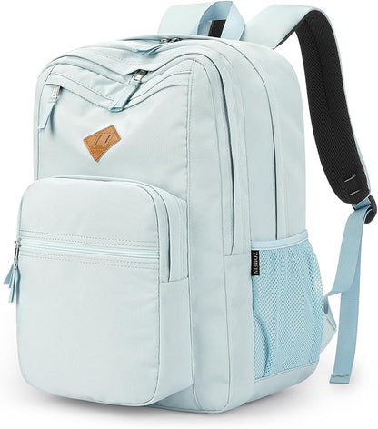 ZORFIN 26L Backpack for College, and Travel: Water Resistant Bookbag - Light Gray Blue