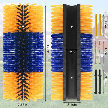 4PCS Livestock Scratching Brush Goat Scratching Tool Post Massage Grooming Brush with 8 Screws for Animals Back Scratcher Itch Brushes for Cattle, Sheep, Horses, Pigs,Cow(4, Yellow)